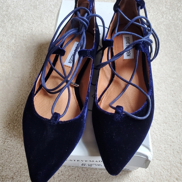 Brand New Steve Madden Lecrew Blue Velvet 6.5 - Picture 2 of 10